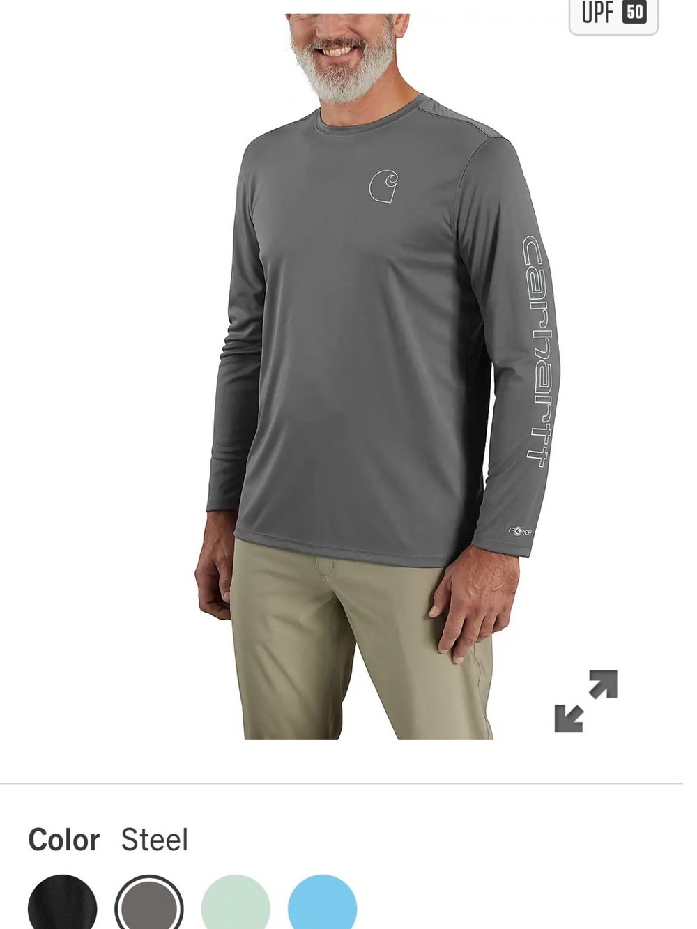 Carhartt Men's Long Sleeve UPF Shirt in Charcoal Gray